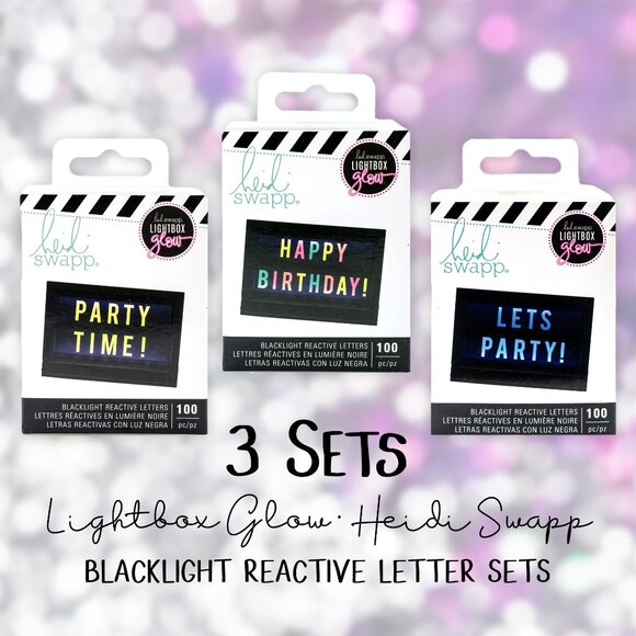 BUNDLE OF 3 SETS Heidi Swapp Lightbox Glow Blacklight Reactive Letters, 300pc - Picture 1 of 9